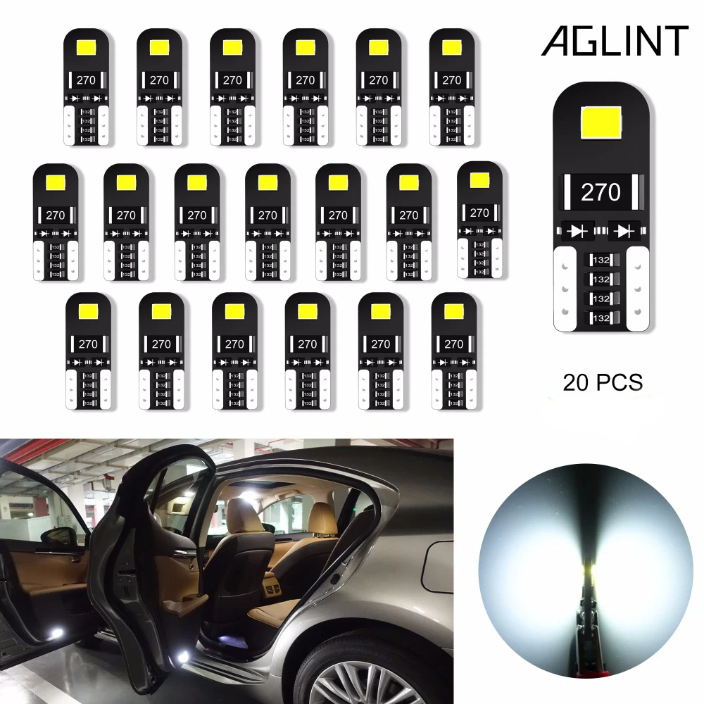 Автомобильные лампы AGLINT T10 W5W 20 шт. светодиодный светильник 2835 SMD без полярности