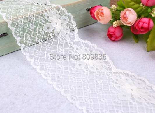 Ширина 5 ярдов/партия: 7 см Новая кружевная ткань с цветами украшения для вязания