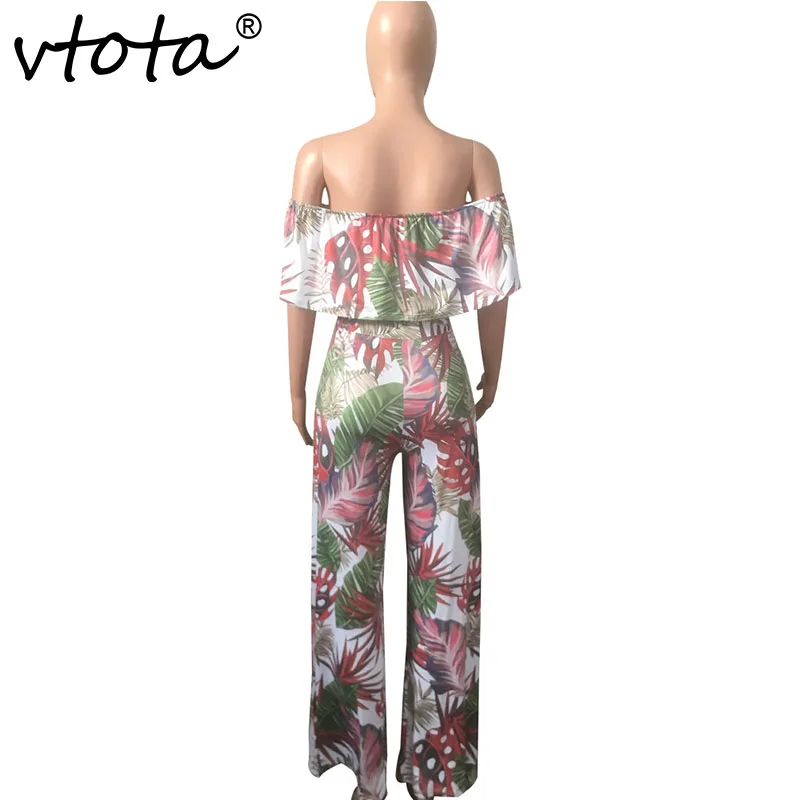 VTOTA Для женщин с цветочным принтом Комбинезоны сексуальные оборками плеча 2018