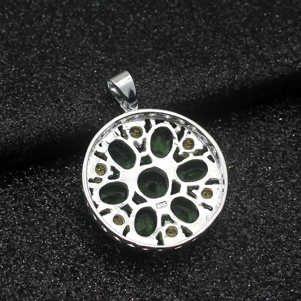 Светящаяся желтая цитрина GreenTopaz 925 стерлингового серебра Подвески серебряного