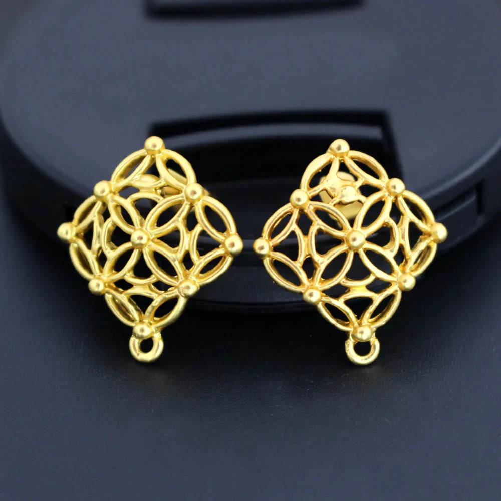 Серьги коннекторы Linker Base филигрань Квадратные в этническом стиле матовые
