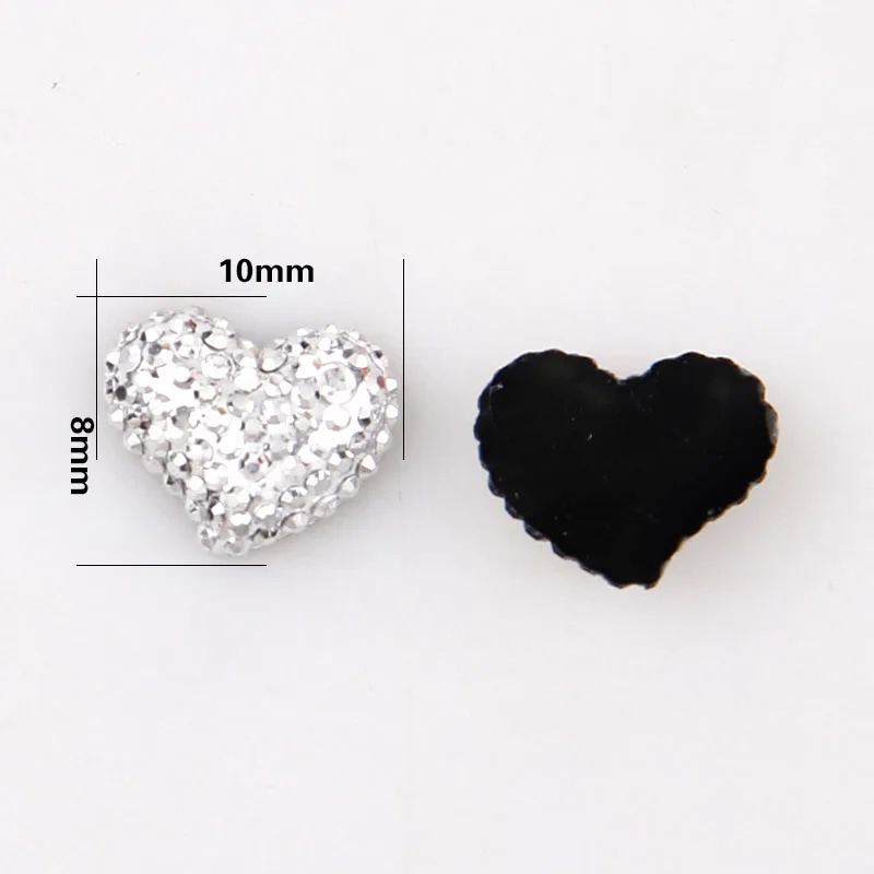 40 шт 8*10 мм Серебряное сердце Flatback Kawaii плоская задняя Смола Кабошон DIY ремесло