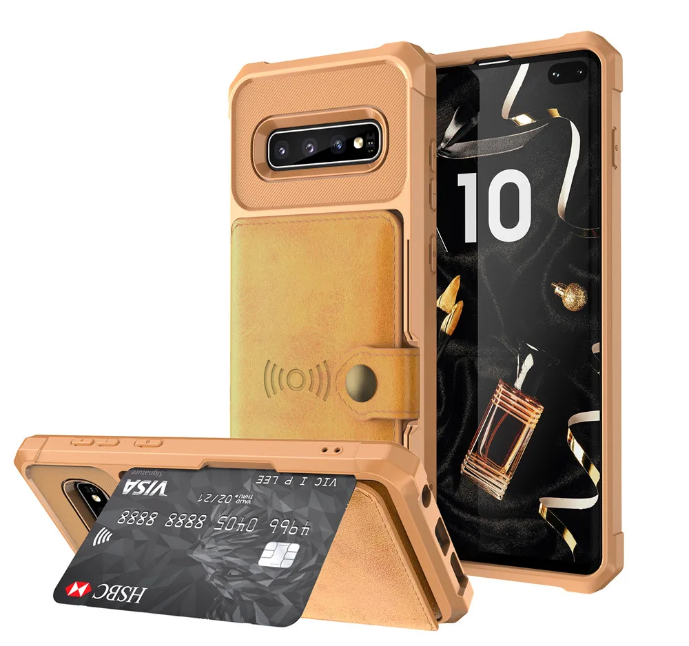 Orange 3 dai Противоударный чехол для samsung S10 S9 Plus10e кожаный бумажник кредитный держатель для карт подставка силиконовый защитный чехол для Galaxy Note 9 - Цвет: Orange 3 dai