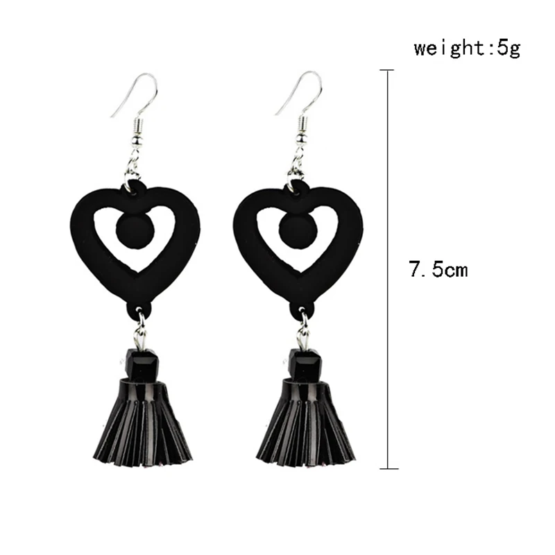 Модные кожаные длинные серьги-кисточки с помпоном в форме сердца из сплава стиле