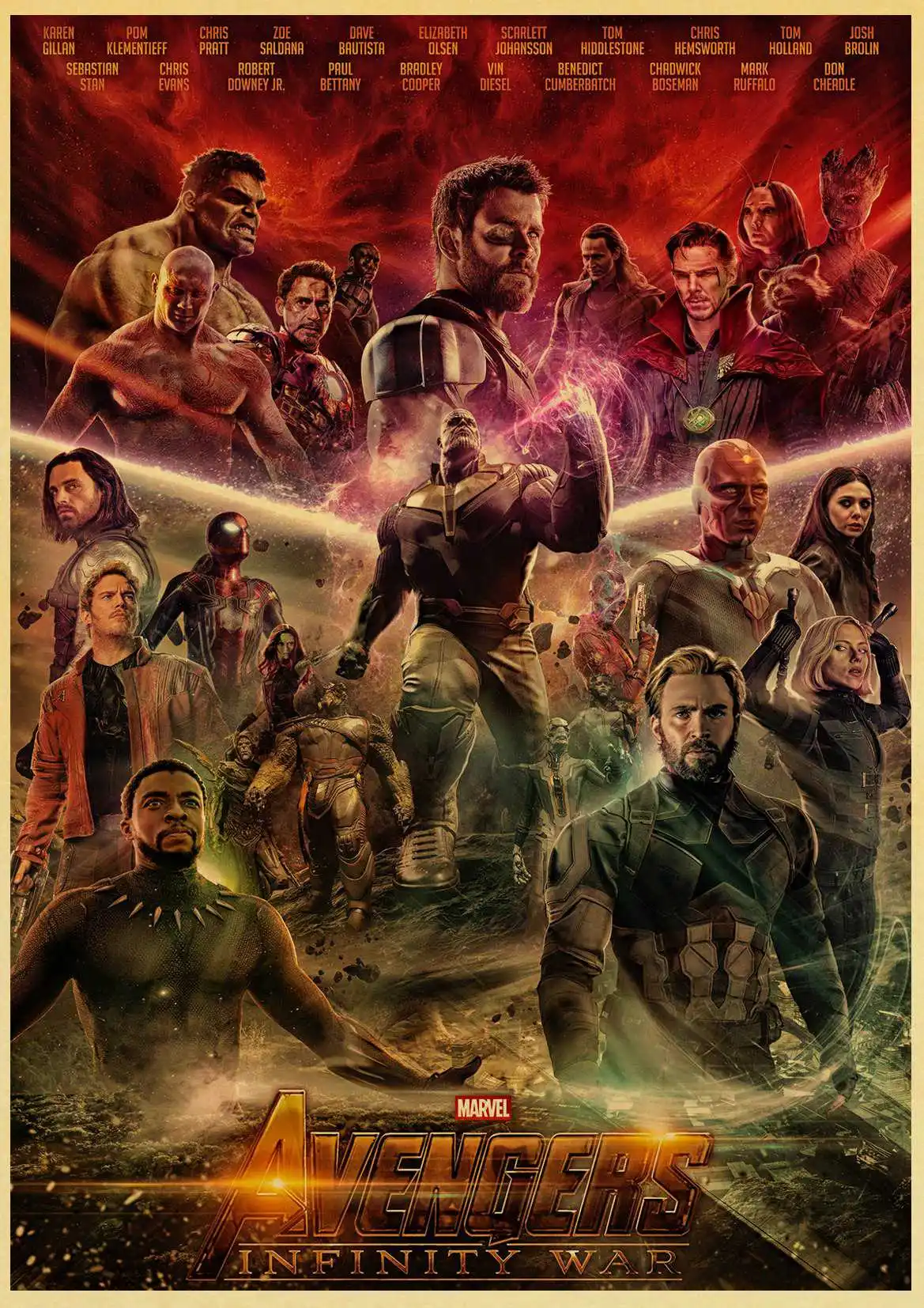 Vinatge фильм Marvel Мстители Бесконечность Войны Плакат крафт-бумага напечатаны ретро постеры с супергероями домашний Декор стены стикеры - Цвет: D126