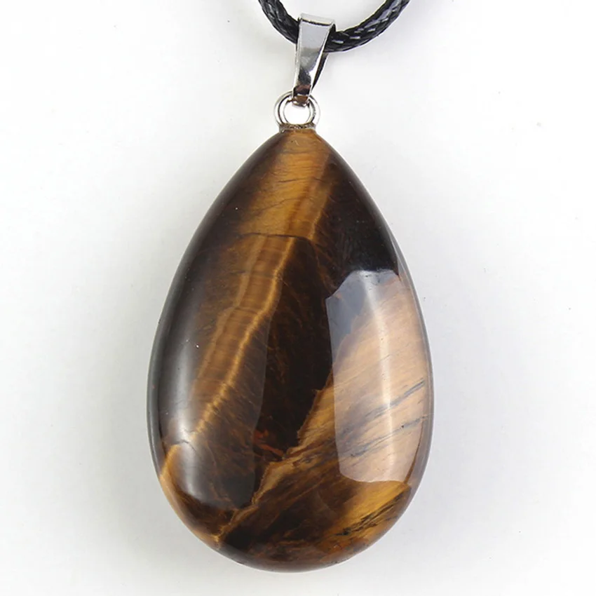 

Trendy-beads Summer Style Silver Plated Natural Tiger Eye Stone Water Drop Modern Pendants Charms Jewelry