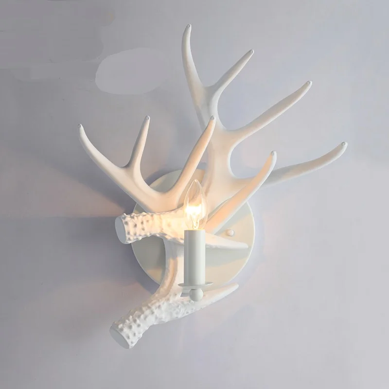 Креативные белые рога Настенные светильники индивидуальная прикроватная