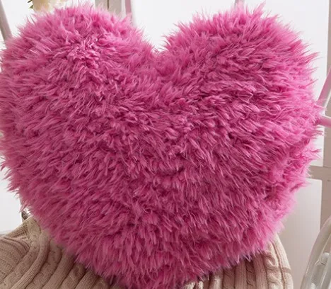hot pink Берберский флис пушистое сердце подушка с молнией диван Подушка плюшевая игрушка подарок для украшения свадебной вечеринки - Цвет: hot pink