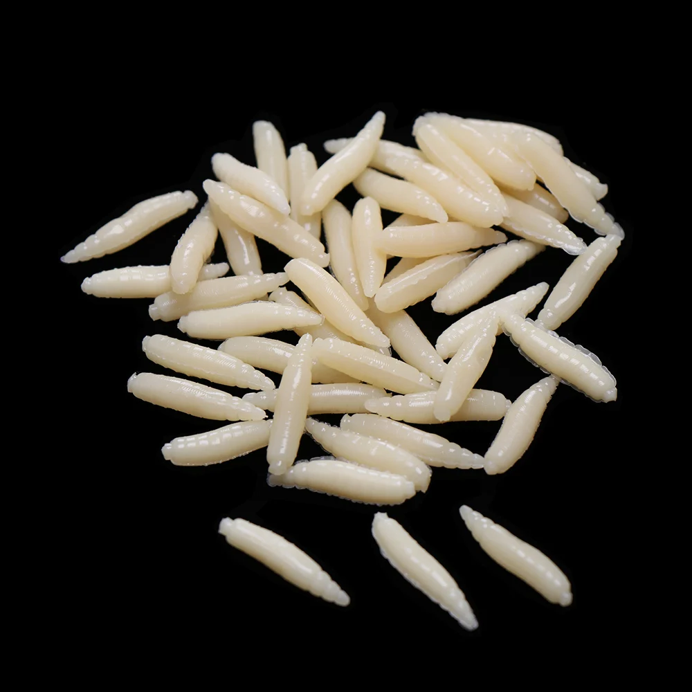50 шт. 1,6 см приманка-личинка для рыбалки Grub мягкие приманки черви цвета слоновой кости бежевый/светящийся 1,6 см мягкие приманки для рыбалки