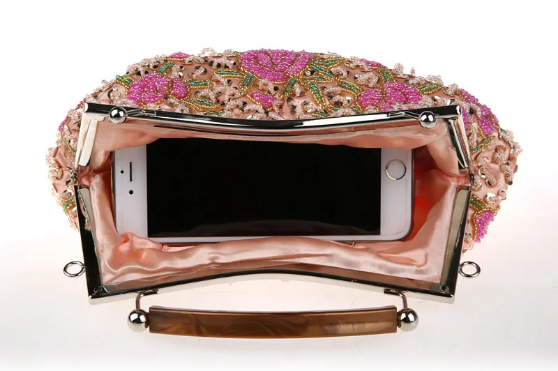 Серебряная китайская женская вечерняя свадебная сумочка с блестками и бисером