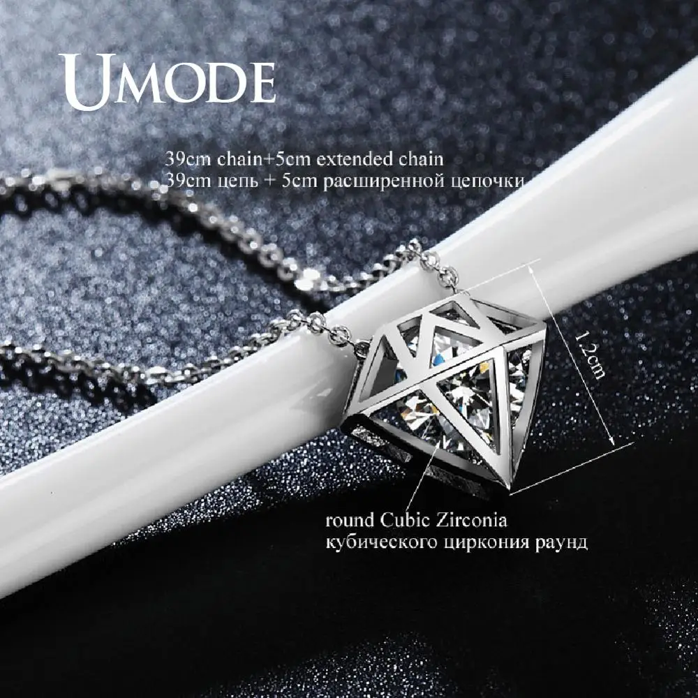 UMODE топ AAA кубический цирконий ожерелья полые геометрической формы кулон