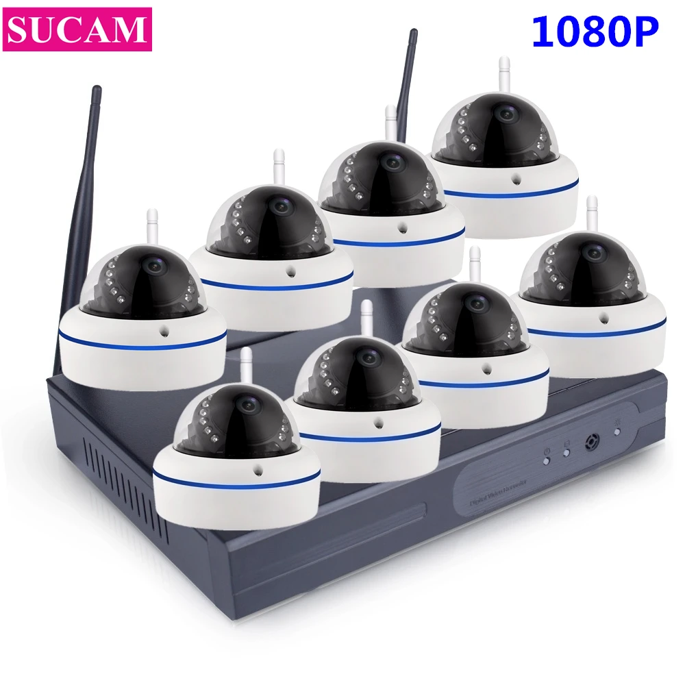 Plug and Play 8CH 1080P HD Беспроводной NVR комплект P2P купольная ИК камера ночного видения