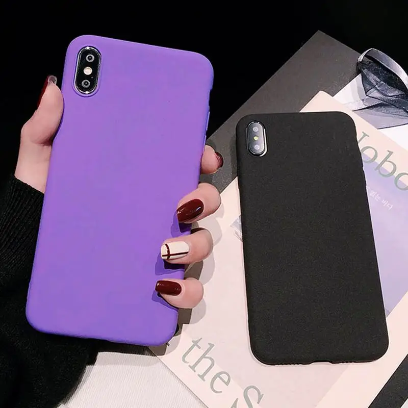 Для iPhone X Xs Max XR простой однотонный чехол для телефона тонкий матовый Мягкий силиконовый чехол для iPhone 11 Pro 8 7 6 6S Plus 5 S Чехол s