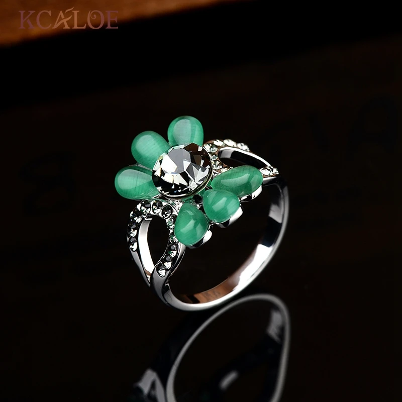 Женский комплект украшений KCALOE длинные серьги в виде цветов с зеленым опаловым