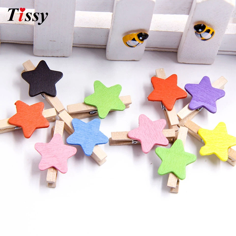 Прищепки деревянные в виде милых звезд разноцветные 50 шт.|crafts diy|craft clipscraft clothespin |