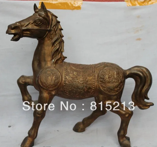 Bi00587 21 &quotКитайская династия статуя лошади Тан из бронзы с животными 12 знаков