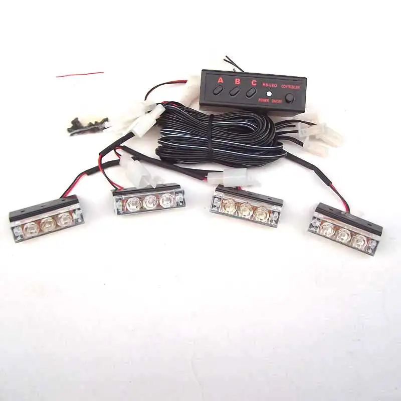 4x3 LED Красный Синий Янтарный Желтый стробоскоп светодиодная вспышка огонь