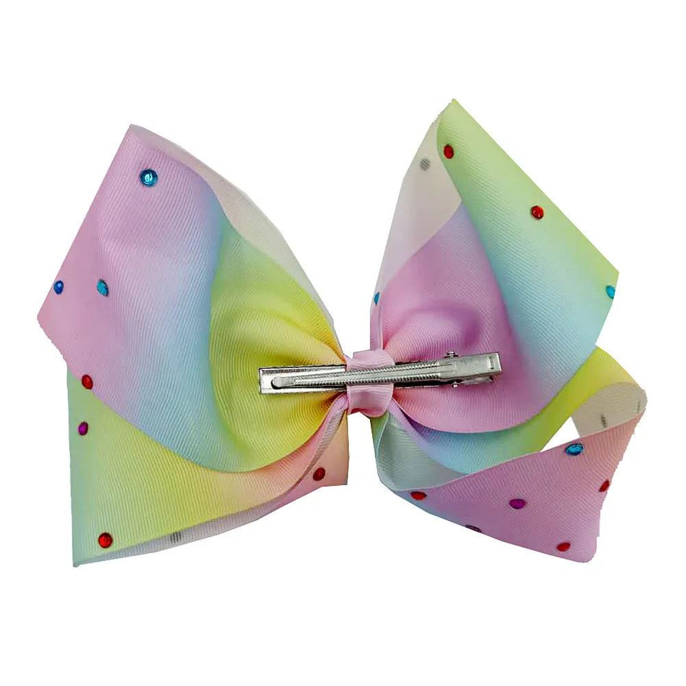 Newest 7'' Jojo swia Bow Large Bowknot Hairpins with Diamond Girl Barrette Colorful Hair Clip Accessories |