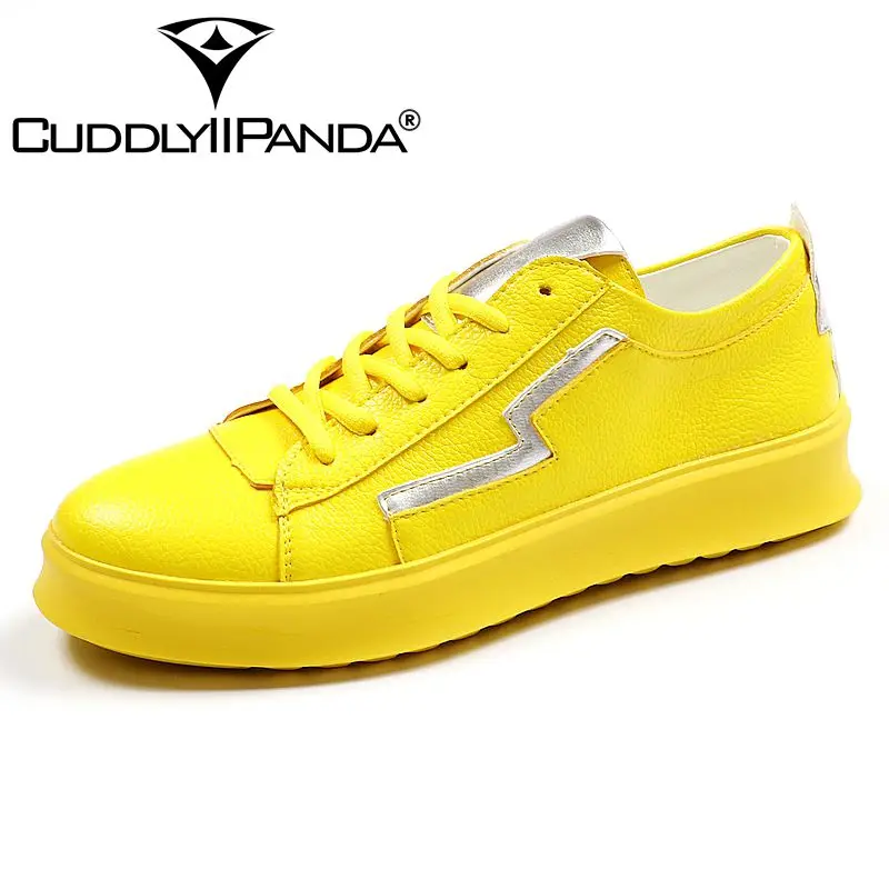 

CuddlyIIPanda Brand New Arrival Yellow Fashion Casual Students Board Shoes Men Trend of Breathable Microfiber Appointment Shoes
