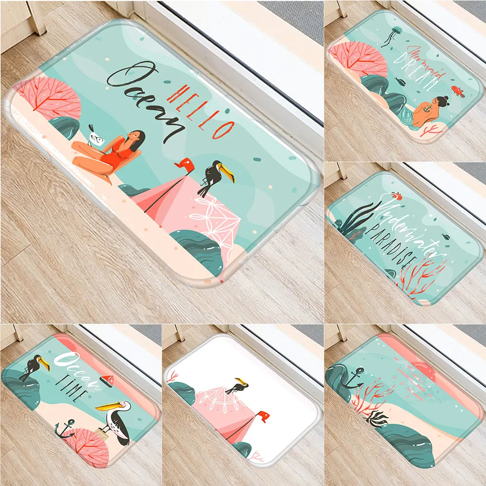 Свежая Морская звезда Русалка коврик для двери входа противоскользящий ковер