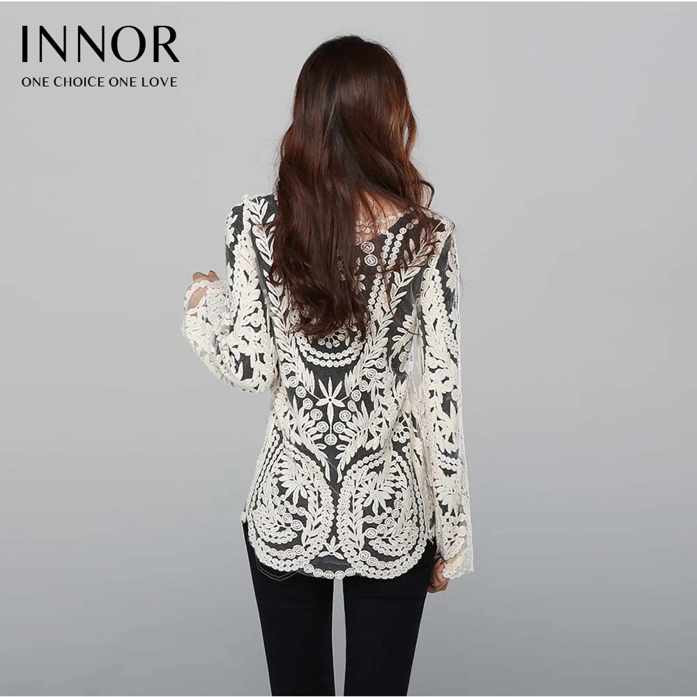 Выдалбливают цветочные кружева блузка Для женщин элегантные топы Прохладный