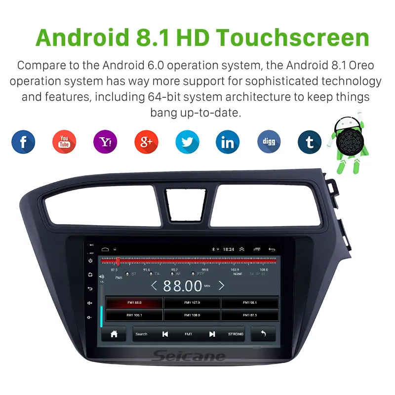 Seicane 9 дюймов Android 8,1 Автомобильный gps мультимедийный плеер для hyundai i20- правый руль радио gps Навигация стерео