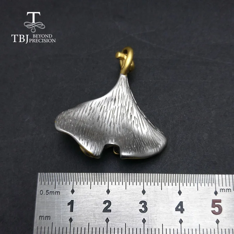 TBJ 2018 новый дизайн гингко лист кулон с натуральным розовым турмалином и зеленым