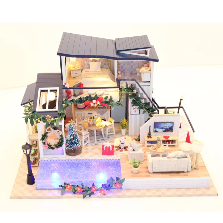 Кукольный дом деревянная мебель Diy миниатюрный дом собрать 3D Miniaturas кукольный домик головоломки наборы игрушки для детей подарок на день рождения