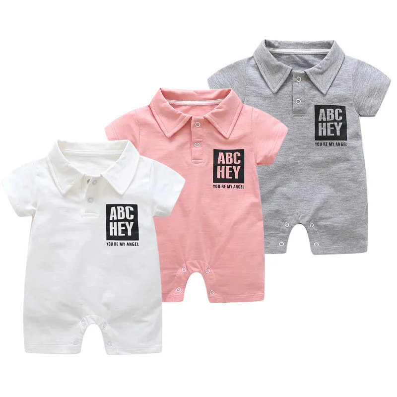 3 шт./лот 2019 лето новые комбинезоны для младенцев для мальчиков, изготовленные из хлопка с короткими рукавами с принтом букв, повседневная одежда для младенцев