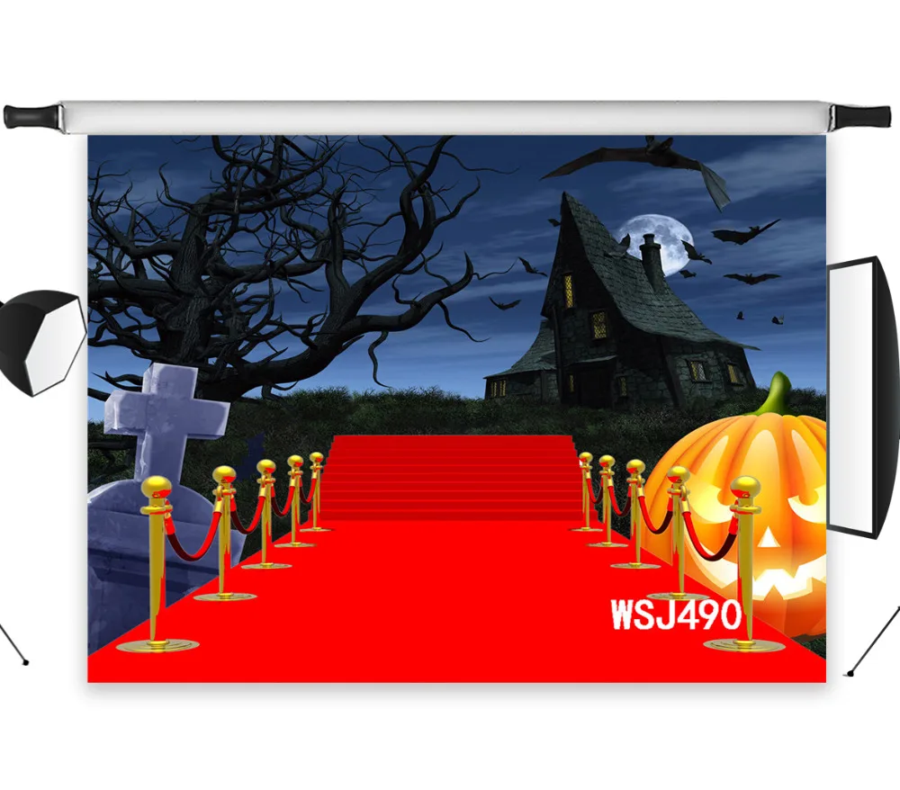 LB полиэстер и винил фон для фотостудии реквизит фото Хэллоуин красный ковер дом с