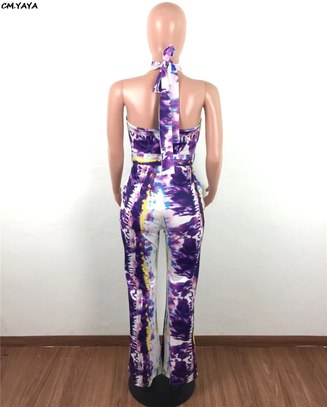 Новинка 2019 летний женский длинный комбинезон без рукавов с лямкой на шее