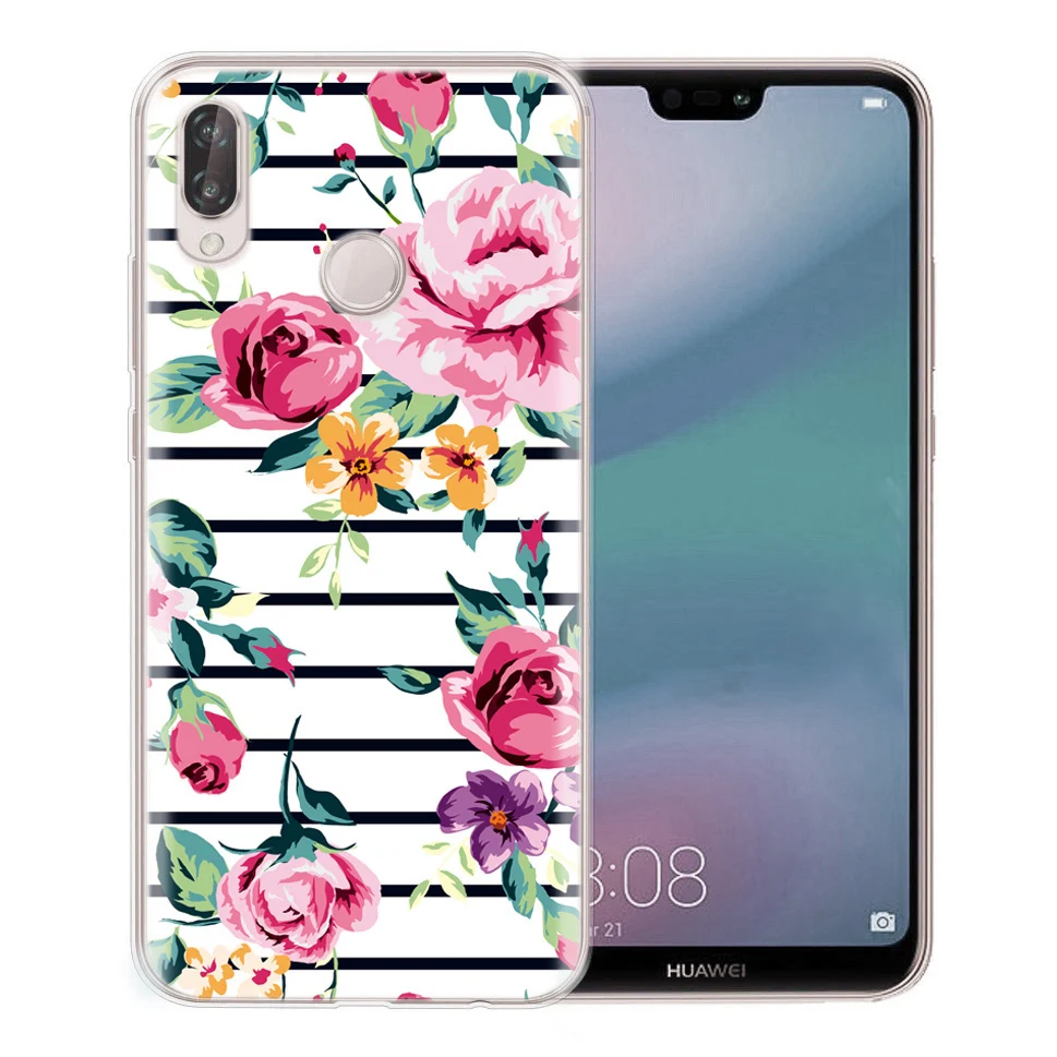 Чехол для Huawei Honor 7A 8A 8X 8C 9 10 Mate 20 P9 P10 lite/P8 Lite Y5 II Nova 3 Мягкая Краска TPU цветок флора