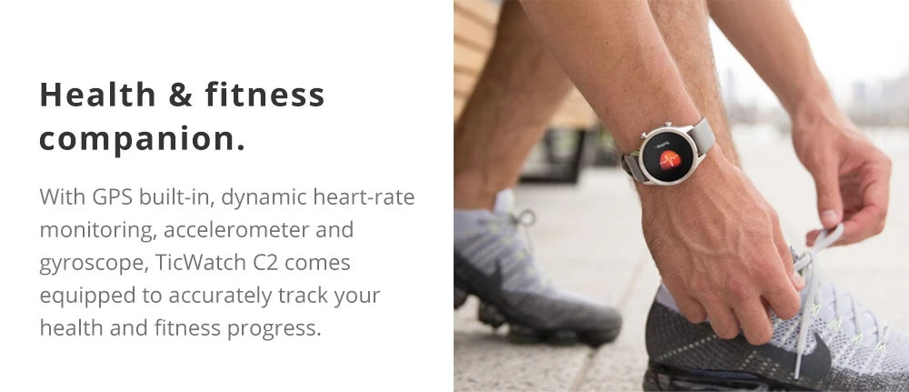 Смарт-часы Ticwatch C2, 1 год гарантии, мужские, wo, мужские, Strava, wifi, gps, IP68, водонепроницаемые наручные часы, длительное время ожидания, фитнес-трекер