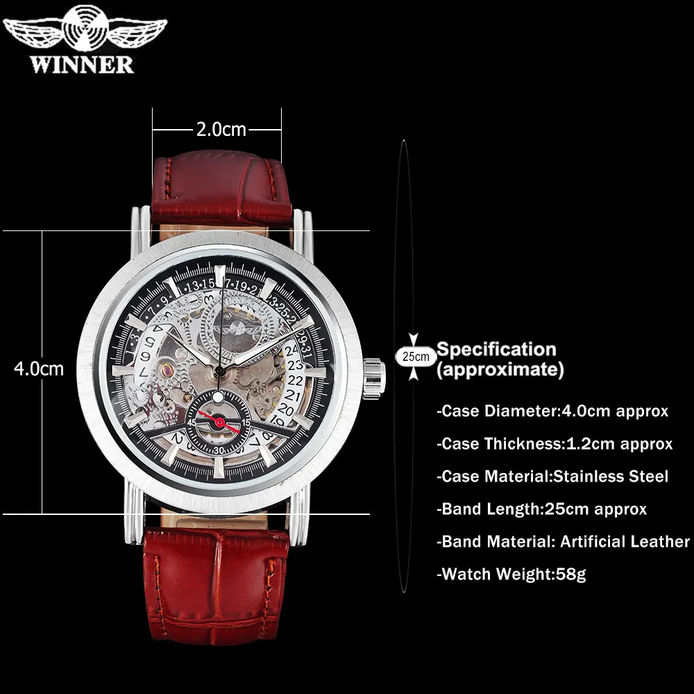 Часы наручные WINNER Мужские механические Брендовые спортивные автоматические с