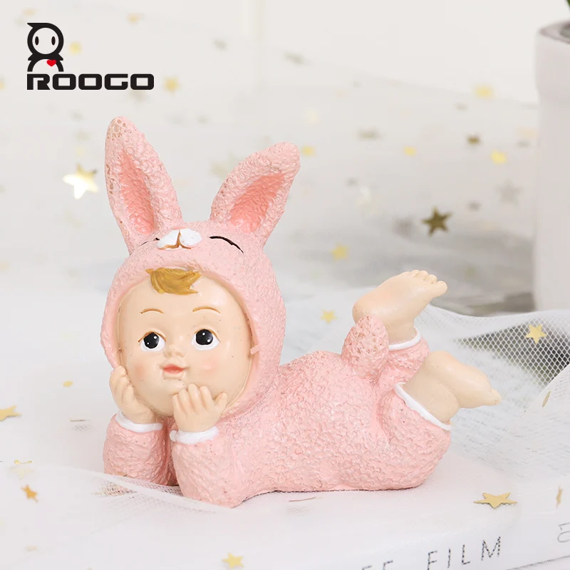 

Roogo Cute Baby Home Decoration Accessories Resin Figurine Gift For Friends Children Family Desktop Ornament