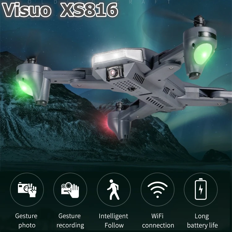 Visuo XS816 Радиоуправляемый Дрон с 50 кратным увеличением Wi Fi FPV 4 K двойная камера