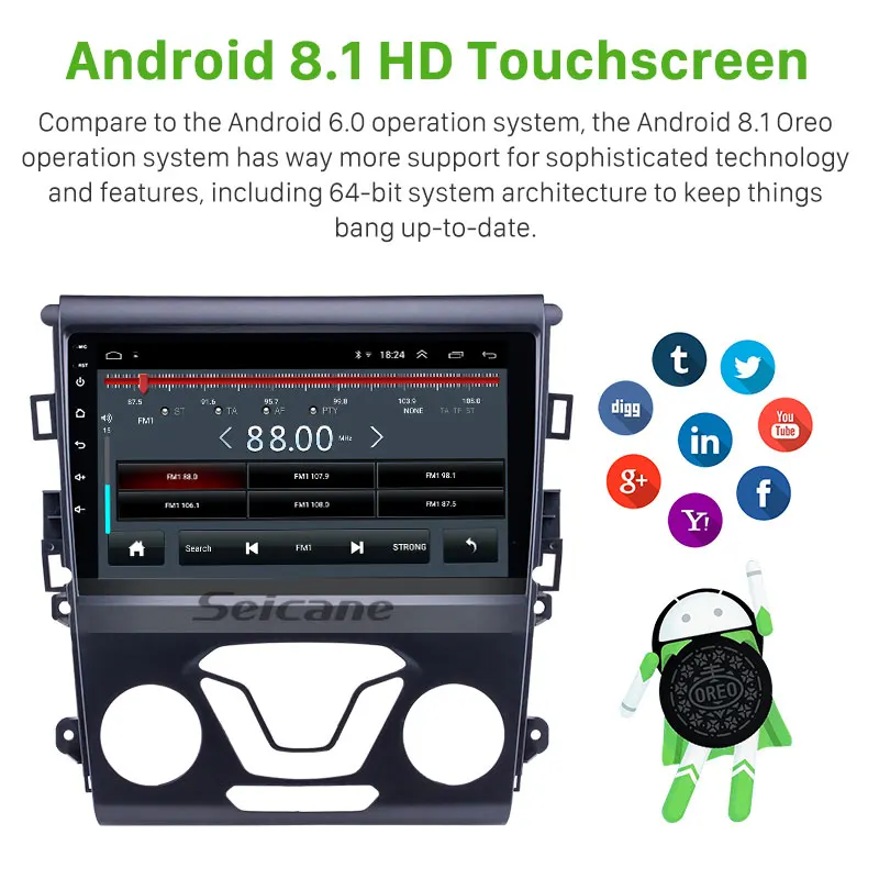 Seicane 2din Android 8 1 9 дюймов для Ford Mondeo 2012 2014 автомагнитола GPS автомобильное аудио 3G WiFi