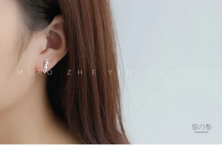 Женские серьги кошечки из стерлингового серебра 925 пробы ювелирные изделия с