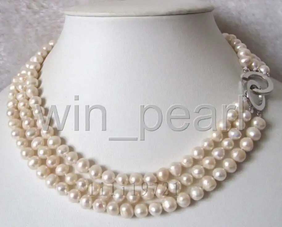 Новое длинное ожерелье из белого пресноводного жемчуга в стиле барокко 50 &quot8-9 мм