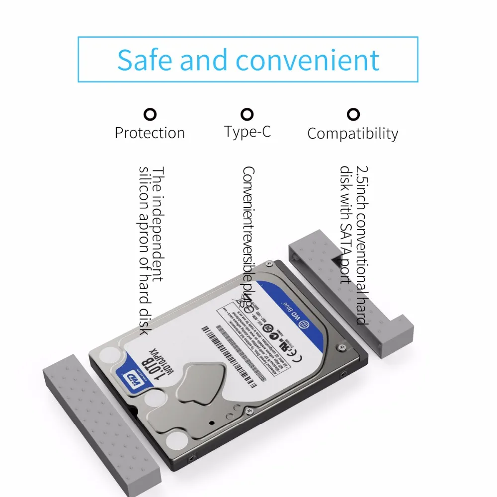 ORICO HDD Case Type-C DIY 2.5 3.5 Inch Hard Drive Enclosure Aluminum Alloy Hard Disk Drive Box For Samsung Seagate Support 20TB