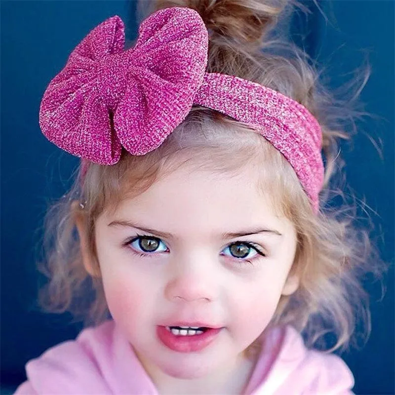 

1pcs Wide Bows Nylon Headbands Baby Girls Soft Elastic Nylon Head Bands 2018 Candy Colors Knot Bow Turban Head Wraps Hair Bands