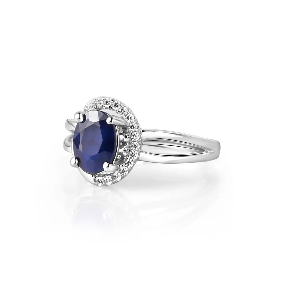 Gem's Ballet 1.66Ct натуральное синее сапфировое кольцо из драгоценных камней 925 пробы Серебряное классическое обручальное кольцо кольца для женщин хорошее ювелирное изделие