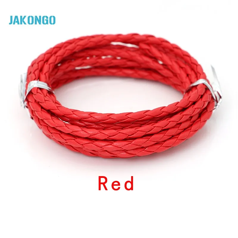 JAKONGO 4 мм круглый кожаный шнур DIY веревка для изготовления ювелирных изделий