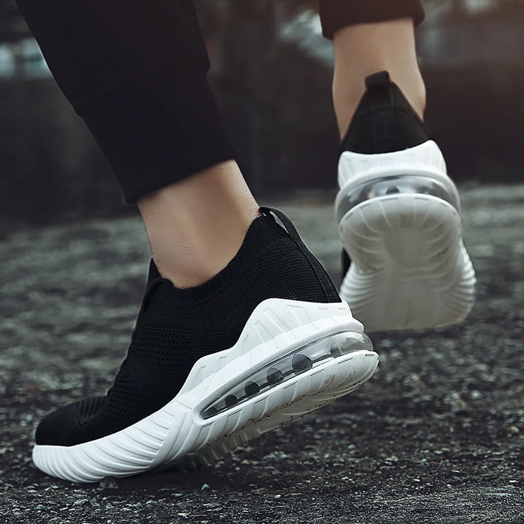 Мужские кроссовки на воздушной подушке черные дышащие шнурках нескользящей