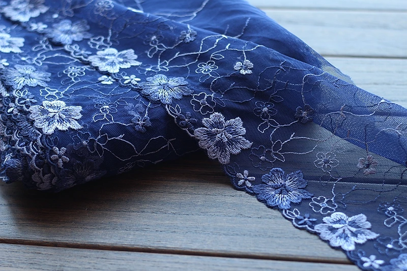 2 ярда/партия ширина 19 см вышивка тюль сетка с кружевной отделкой кружевная