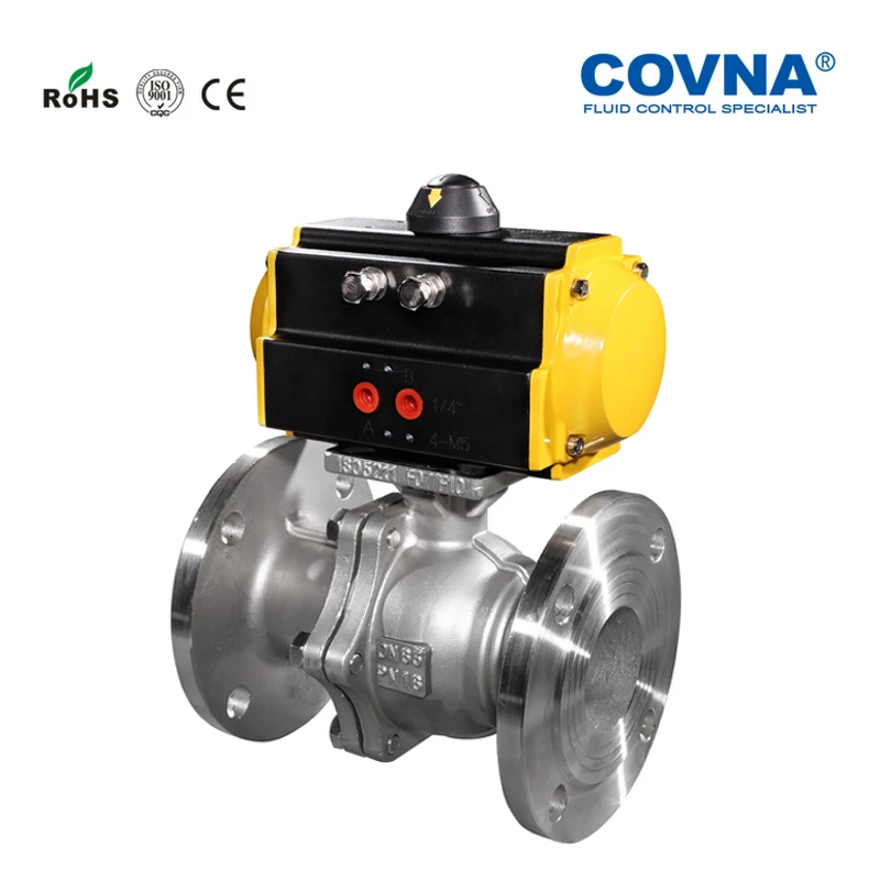 1/2 inch ANSI Standard Two Ways Pneumatic Flanged Ball Valve Single Acting Spring Returned SS304 Full Port PTFE Seat Class150 |