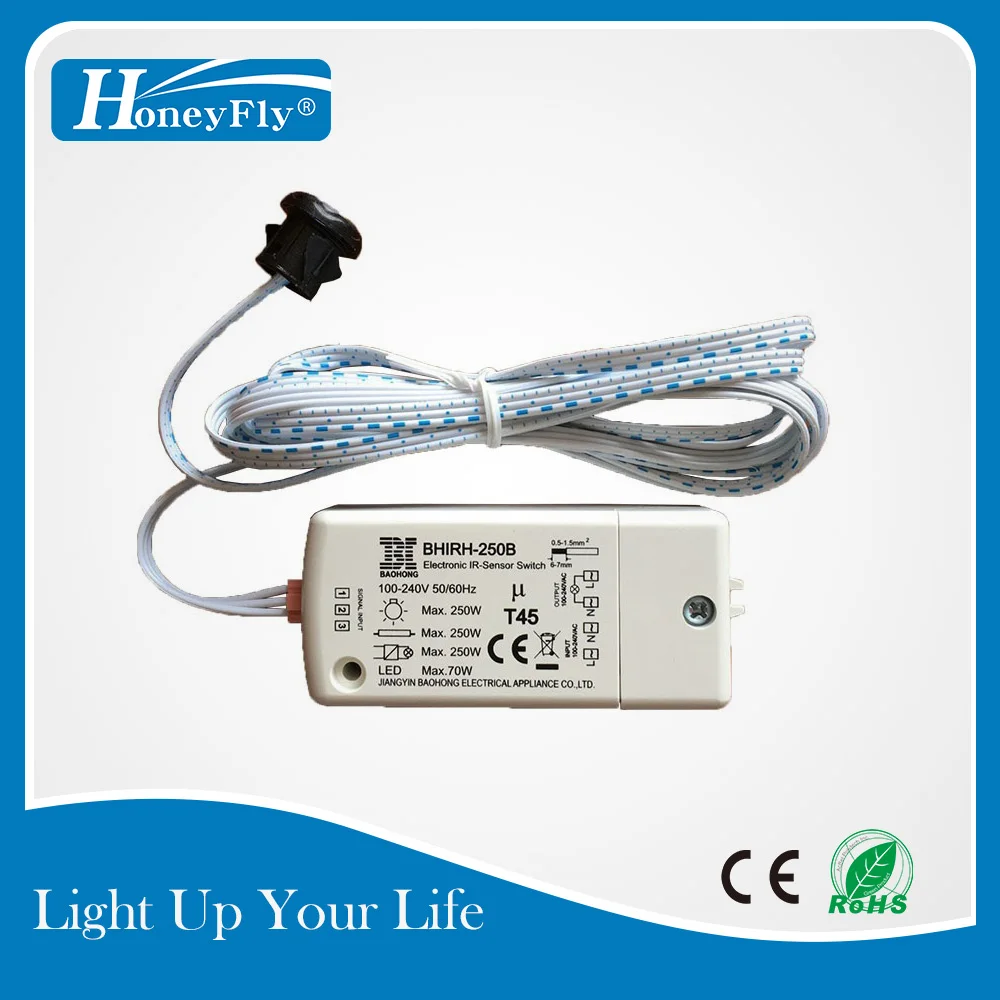 HoneyFly 3 шт. запатентованный ИК датчик переключатель 250 Вт 100 240 В (макс. 70 для