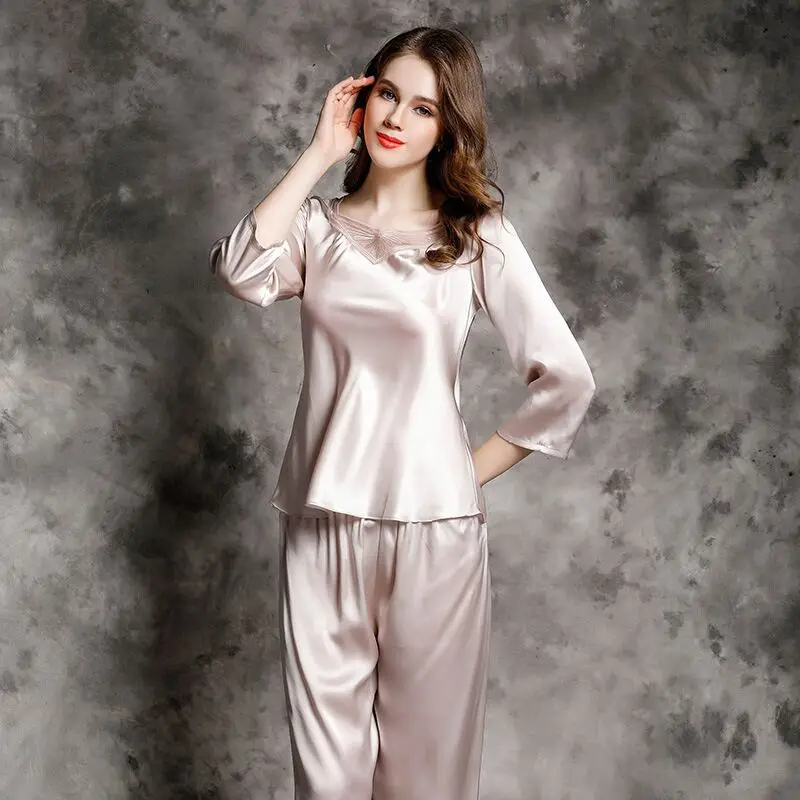 Женский пижамный комплект из 100% натурального шелка мягкая Высококачественная