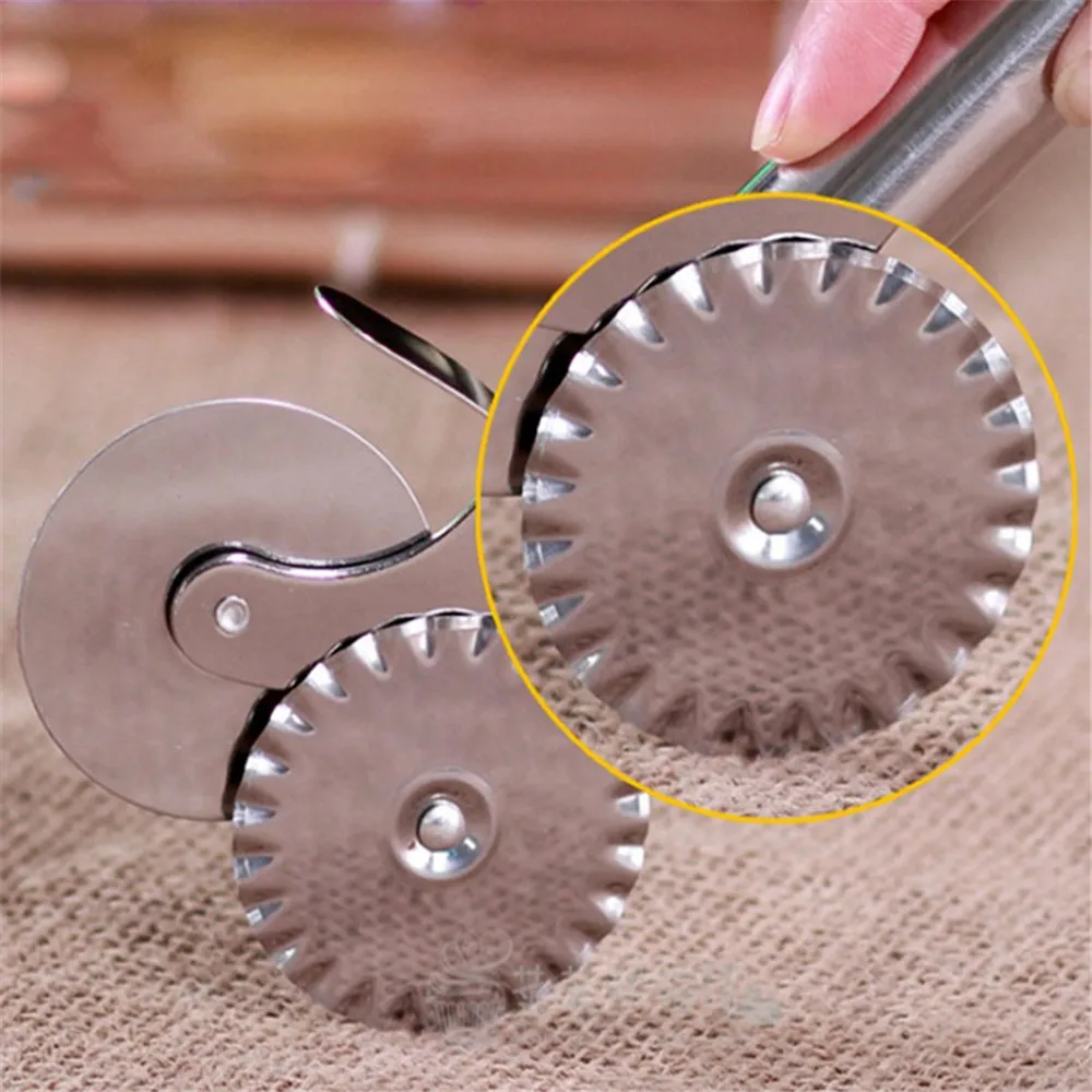 1 pc Stainless Steel Double Roll Pizza Cutter Round Shape Wheels Cutters Cake Bread Knife Tools Kitchen | Дом и сад