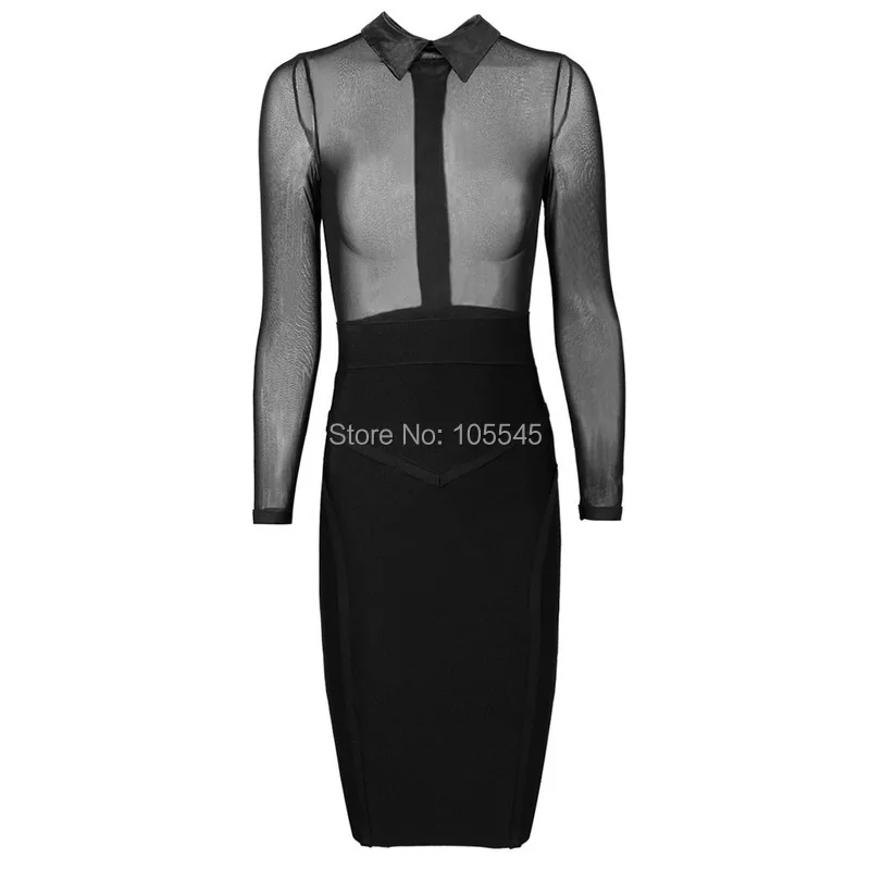 2015 новый Fahion женщины сексуальное черное прозрачное сетки с длинным рукавом